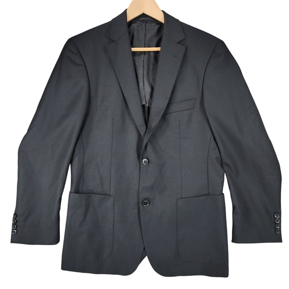 Hugo Boss Mens Sport Coat 38R Black Benigni Single Breasted 2 Button Double Vent - Picture 1 of 14